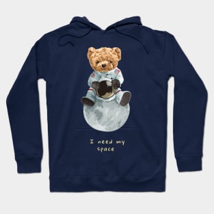 Bear in a space suit, sitting on the moon Hoodie